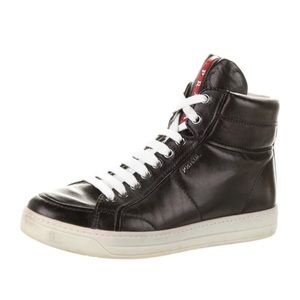 Prada sport leather high top sneakers.